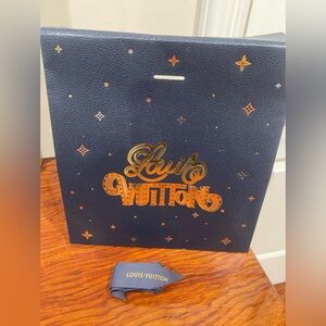 Louis Vuitton Navy Gold Christmas gift bag